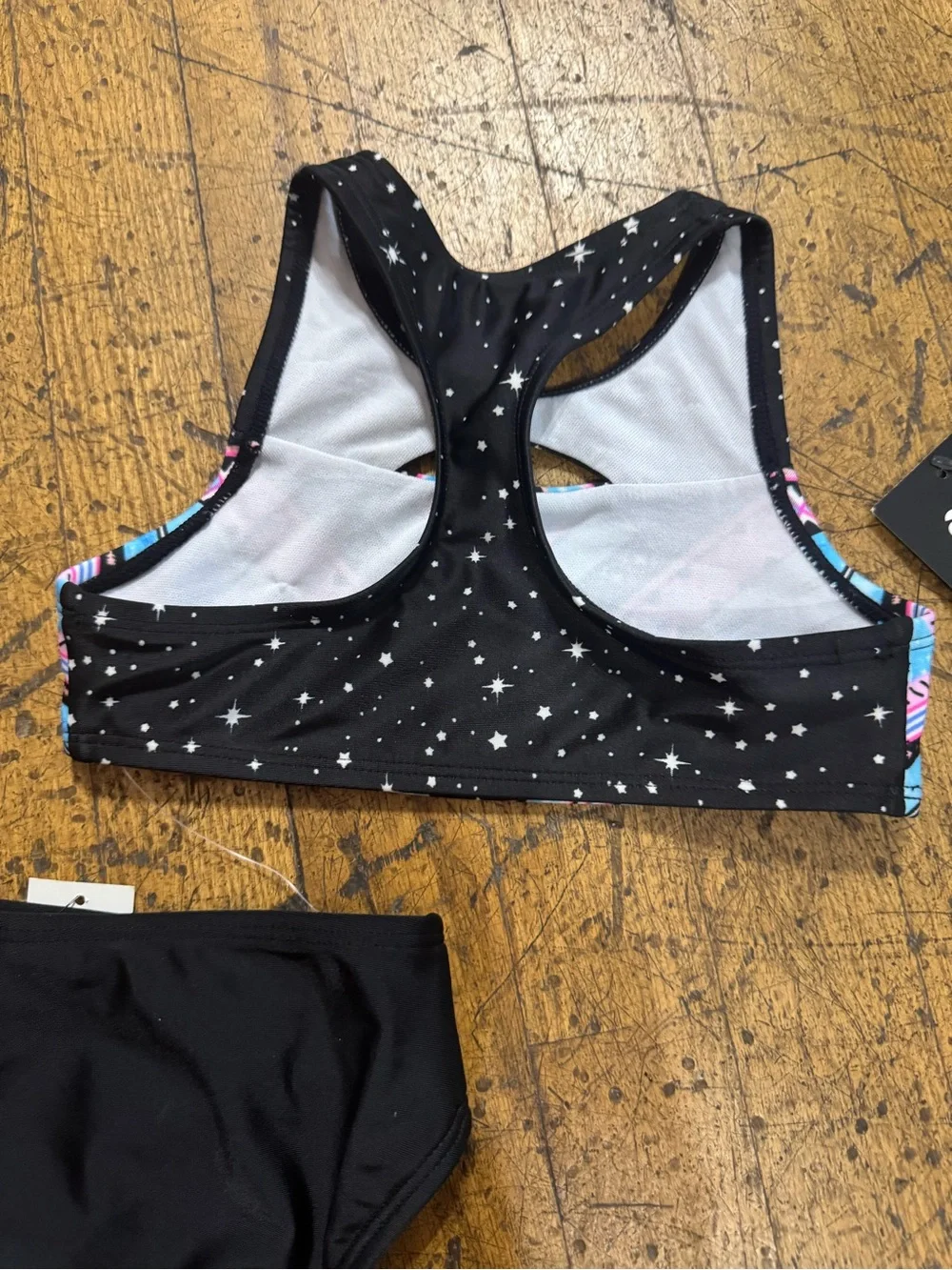 Girls' XS 4/5 Black Geometric Print Swim Set - Two-Piece Tankini